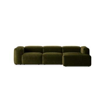 Coltar dreapta 3 locuri, Bergamo, Cosmopolitan Design, 304x152x70 cm, catifea chenille raiata, verde