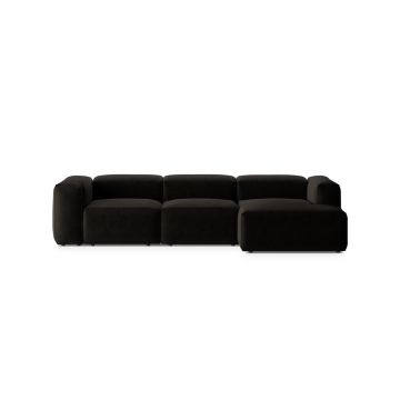 Coltar dreapta 3 locuri, Bergamo, Cosmopolitan Design, 304x152x70 cm, tesatura structurata, negru
