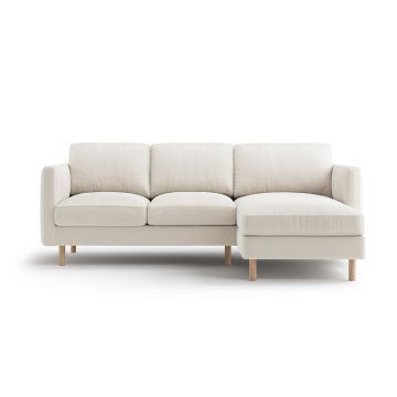 Coltar dreapta 3 locuri, Eden, Micadoni, 223x150x90 cm, catifea, bej