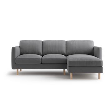 Coltar dreapta 3 locuri, Eden, Micadoni, 223x150x90 cm, catifea, gri