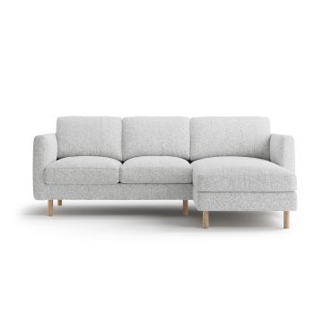 Coltar dreapta 3 locuri, Eden, Micadoni, 223x150x90 cm, tesatura structurata, gri deschis melanj