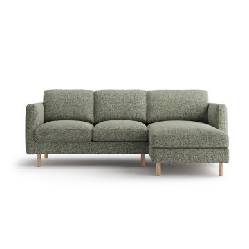 Coltar dreapta 3 locuri, Eden, Micadoni, 223x150x90 cm, tesatura structurata, verde muschi melanj