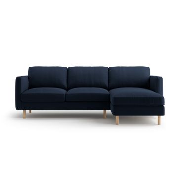 Coltar dreapta 3 locuri, Eden, Micadoni, 250x150x90 cm, catifea, albastru inchis