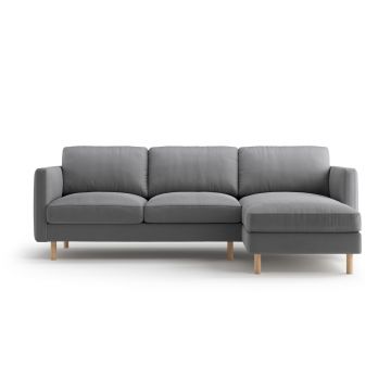Coltar dreapta 3 locuri, Eden, Micadoni, 250x150x90 cm, catifea, gri