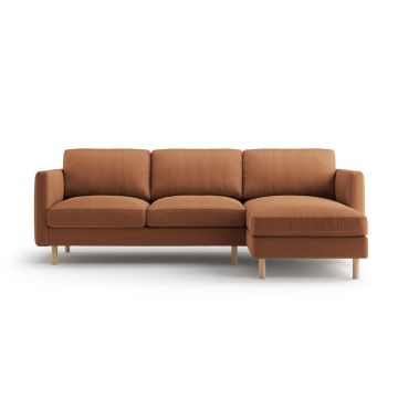 Coltar dreapta 3 locuri, Eden, Micadoni, 250x150x90 cm, catifea, miere