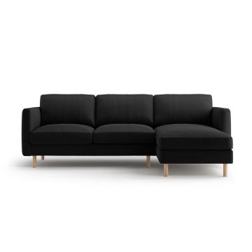 Coltar dreapta 3 locuri, Eden, Micadoni, 250x150x90 cm, catifea, negru