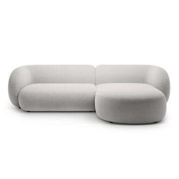 Coltar dreapta 3 locuri, Kate, Micadoni, 285x176x76 cm, catifea, gri deschis