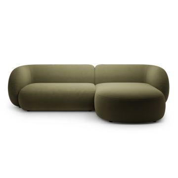 Coltar dreapta 3 locuri, Kate, Micadoni, 285x176x76 cm, catifea, verde