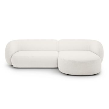Coltar dreapta 3 locuri, Kate, Micadoni, 285x176x76 cm, tesatura boucle, alb