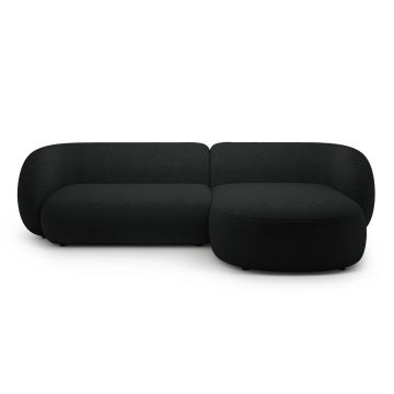 Coltar dreapta 3 locuri, Kate, Micadoni, 285x176x76 cm, tesatura boucle, negru