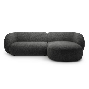 Coltar dreapta 3 locuri, Kate, Micadoni, 285x176x76 cm, tesatura structurata, gri inchis melanj