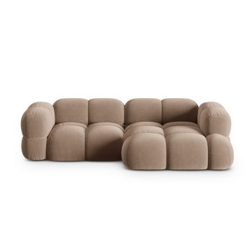 Coltar dreapta 3 locuri, Loretto, Cosmopolitan Design, 250x147x68 cm, catifea, bej inchis