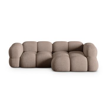 Coltar dreapta 3 locuri, Loretto, Cosmopolitan Design, 250x147x68 cm, tesatura structurata, cappuccino