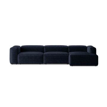 Coltar dreapta 4 locuri, Bergamo, Cosmopolitan Design, 344x152x70 cm, catifea chenille raiata, albastru navy