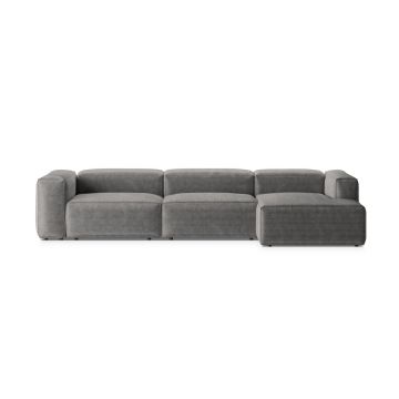 Coltar dreapta 4 locuri, Bergamo, Cosmopolitan Design, 344x152x70 cm, catifea chenille raiata, gri deschis