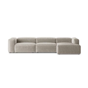 Coltar dreapta 4 locuri, Bergamo, Cosmopolitan Design, 344x152x70 cm, catifea chenille raiata, ivoriu
