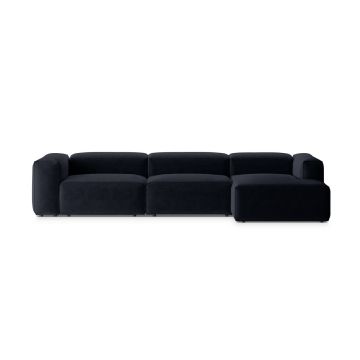 Coltar dreapta 4 locuri, Bergamo, Cosmopolitan Design, 344x152x70 cm, tesatura structurata, albastru navy