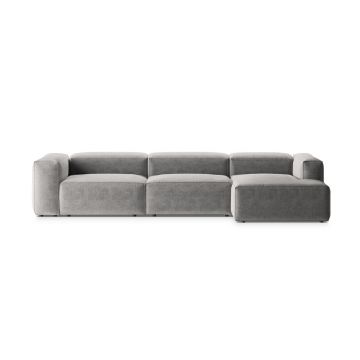 Coltar dreapta 4 locuri, Bergamo, Cosmopolitan Design, 344x152x70 cm, tesatura structurata, gri deschis