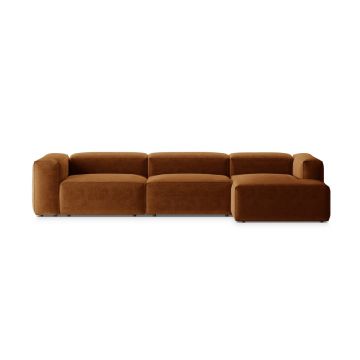 Coltar dreapta 4 locuri, Bergamo, Cosmopolitan Design, 344x152x70 cm, tesatura structurata, gri maro