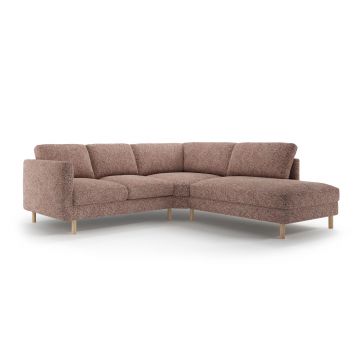 Coltar dreapta 4 locuri, Eden, Micadoni, 267x234x90 cm, tesatura structurata, roz melanj