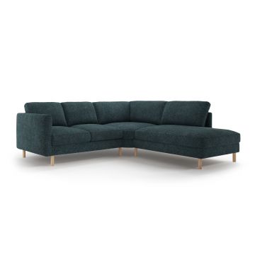 Coltar dreapta 4 locuri, Eden, Micadoni, 267x234x90 cm, tesatura structurata, verde albastrui melanj