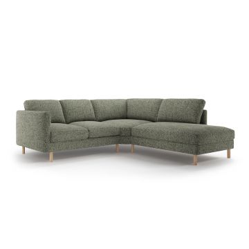 Coltar dreapta 4 locuri, Eden, Micadoni, 267x234x90 cm, tesatura structurata, verde muschi melanj