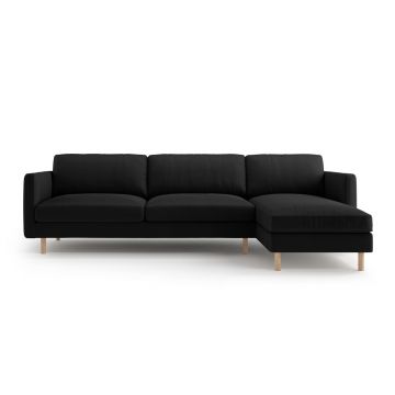 Coltar dreapta 4 locuri, Eden, Micadoni, 286x150x90 cm, catifea, negru