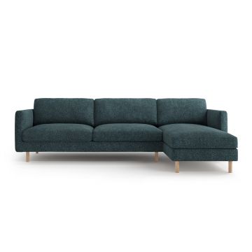 Coltar dreapta 4 locuri, Eden, Micadoni, 286x150x90 cm, tesatura structurata, verde albastrui melanj