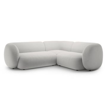 Coltar dreapta 4 locuri, Kate, Micadoni, 252x220x76 cm, catifea, gri deschis
