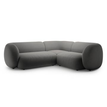 Coltar dreapta 4 locuri, Kate, Micadoni, 252x220x76 cm, catifea, gri inchis