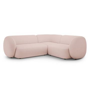 Coltar dreapta 4 locuri, Kate, Micadoni, 252x220x76 cm, tesatura boucle, roz pudra