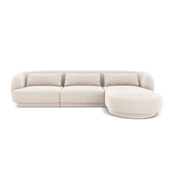 Coltar dreapta 4 locuri, Tulum, Cosmopolitan Design, 255x156x70 cm, catifea, bej deschis