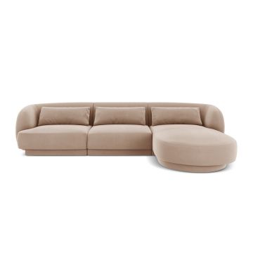 Coltar dreapta 4 locuri, Tulum, Cosmopolitan Design, 255x156x70 cm, catifea, bej