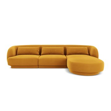 Coltar dreapta 4 locuri, Tulum, Cosmopolitan Design, 255x156x70 cm, catifea, galben