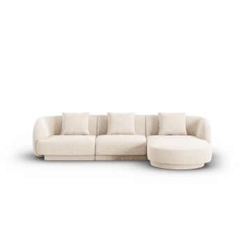 Coltar dreapta 4 locuri, Tulum, Cosmopolitan Design, 255x156x70 cm, tesatura chenille, bej deschis