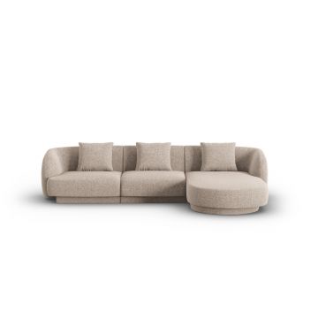 Coltar dreapta 4 locuri, Tulum, Cosmopolitan Design, 255x156x70 cm, tesatura chenille, bej