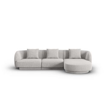 Coltar dreapta 4 locuri, Tulum, Cosmopolitan Design, 255x156x70 cm, tesatura chenille, gri deschis