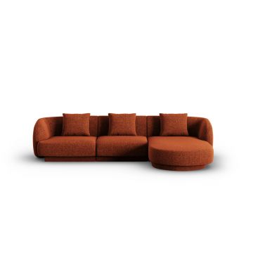 Coltar dreapta 4 locuri, Tulum, Cosmopolitan Design, 255x156x70 cm, tesatura chenille, teracota