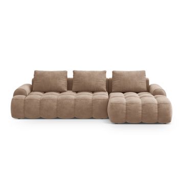 Coltar extensibil dreapta 3 locuri, Linz, Cosmopolitan Design, 275x142x84 cm, catifea, bej inchis