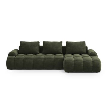 Coltar extensibil dreapta 3 locuri, Linz, Cosmopolitan Design, 275x142x84 cm, catifea, verde