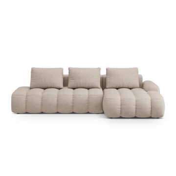 Coltar extensibil dreapta 3 locuri, Linz, Cosmopolitan Design, 275x142x84 cm, cotiera stanga, tesatura structurata, bej sand