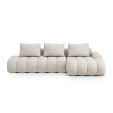 Coltar extensibil dreapta 3 locuri, Linz, Cosmopolitan Design, 275x142x84 cm, cotiera stanga, tesatura structurata, bej