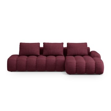 Coltar extensibil dreapta 3 locuri, Linz, Cosmopolitan Design, 275x142x84 cm, cotiera stanga, tesatura structurata, bordo
