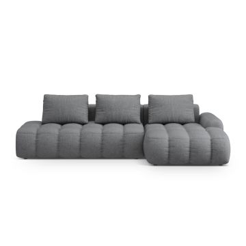 Coltar extensibil dreapta 3 locuri, Linz, Cosmopolitan Design, 275x142x84 cm, cotiera stanga, tesatura structurata, gri
