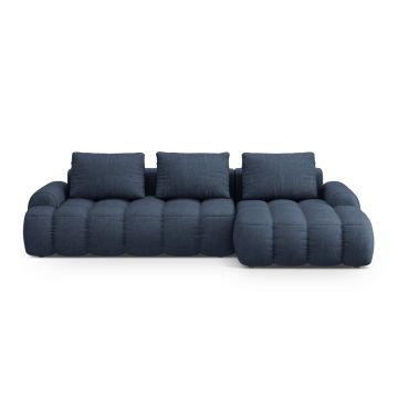 Coltar extensibil dreapta 3 locuri, Linz, Cosmopolitan Design, 275x142x84 cm, tesatura structurata, albastru inchis
