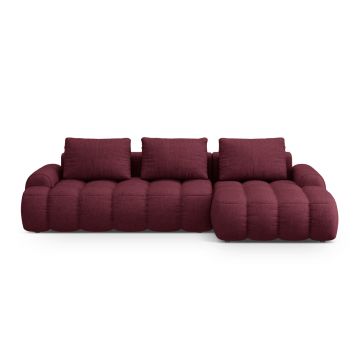 Coltar extensibil dreapta 3 locuri, Linz, Cosmopolitan Design, 275x142x84 cm, tesatura structurata, bordo