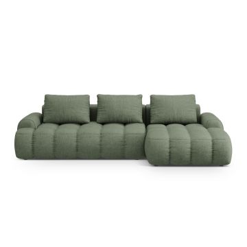 Coltar extensibil dreapta 3 locuri, Linz, Cosmopolitan Design, 275x142x84 cm, tesatura structurata, verde oliv inchis