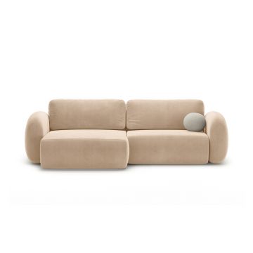 Coltar extensibil reversibil 4 locuri, Tonale, Cosmopolitan Design, 262x149x88 cm, catifea, bej migdala