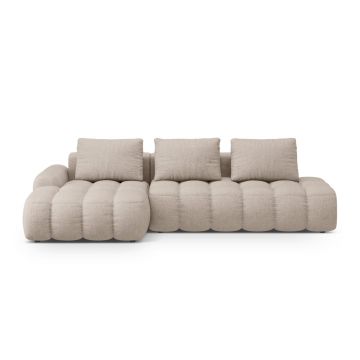 Coltar extensibil stanga 3 locuri, Linz, Cosmopolitan Design, 275x142x84 cm, cotiera dreapta, tesatura structurata, bej sand
