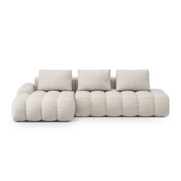 Coltar extensibil stanga 3 locuri, Linz, Cosmopolitan Design, 275x142x84 cm, cotiera dreapta, tesatura structurata, bej